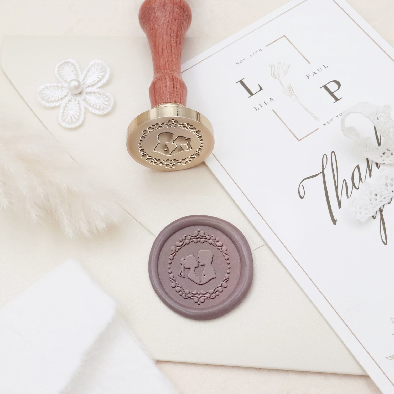 Wedding Celebration Double Portrait Wax Seal Stamp 3