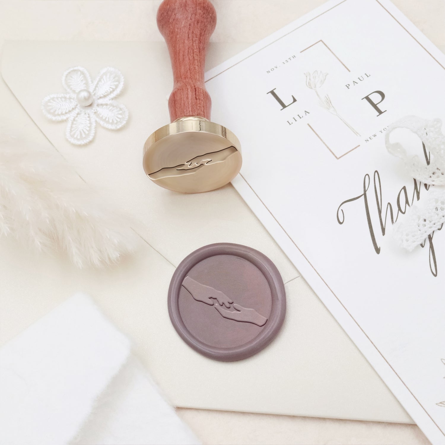 Wedding Celebration Holding Hands Wax Seal Stamp 3