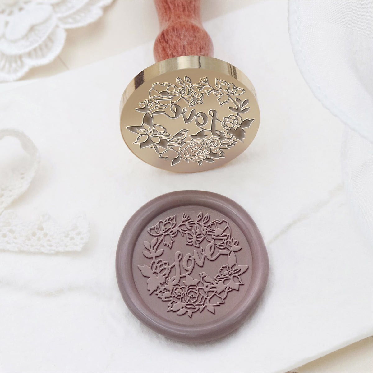 Wedding Celebration Wreath Wax Seal Stamp 1