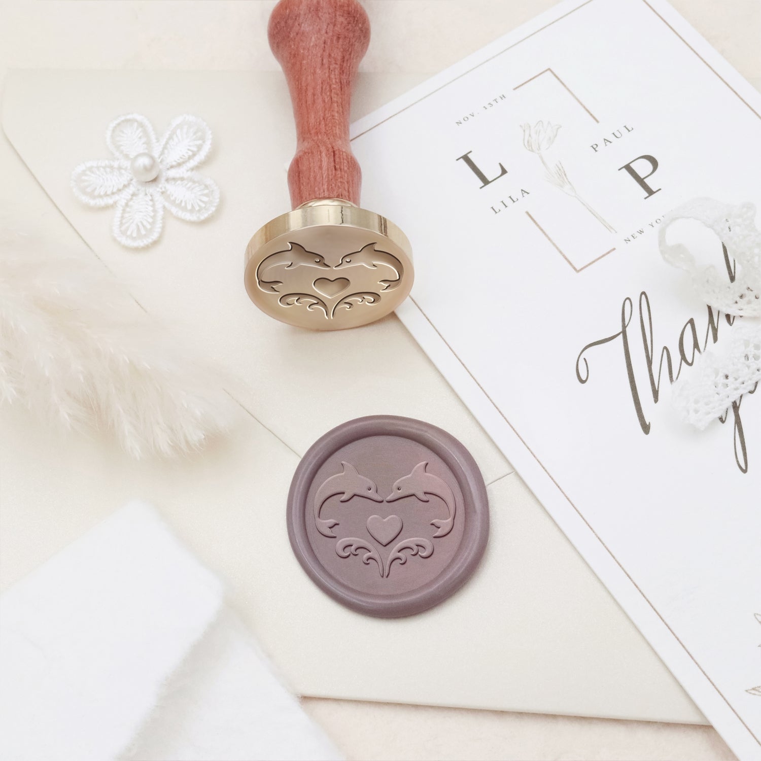 Wedding Celebration Loving Dolphin Wax Seal Stamp 3