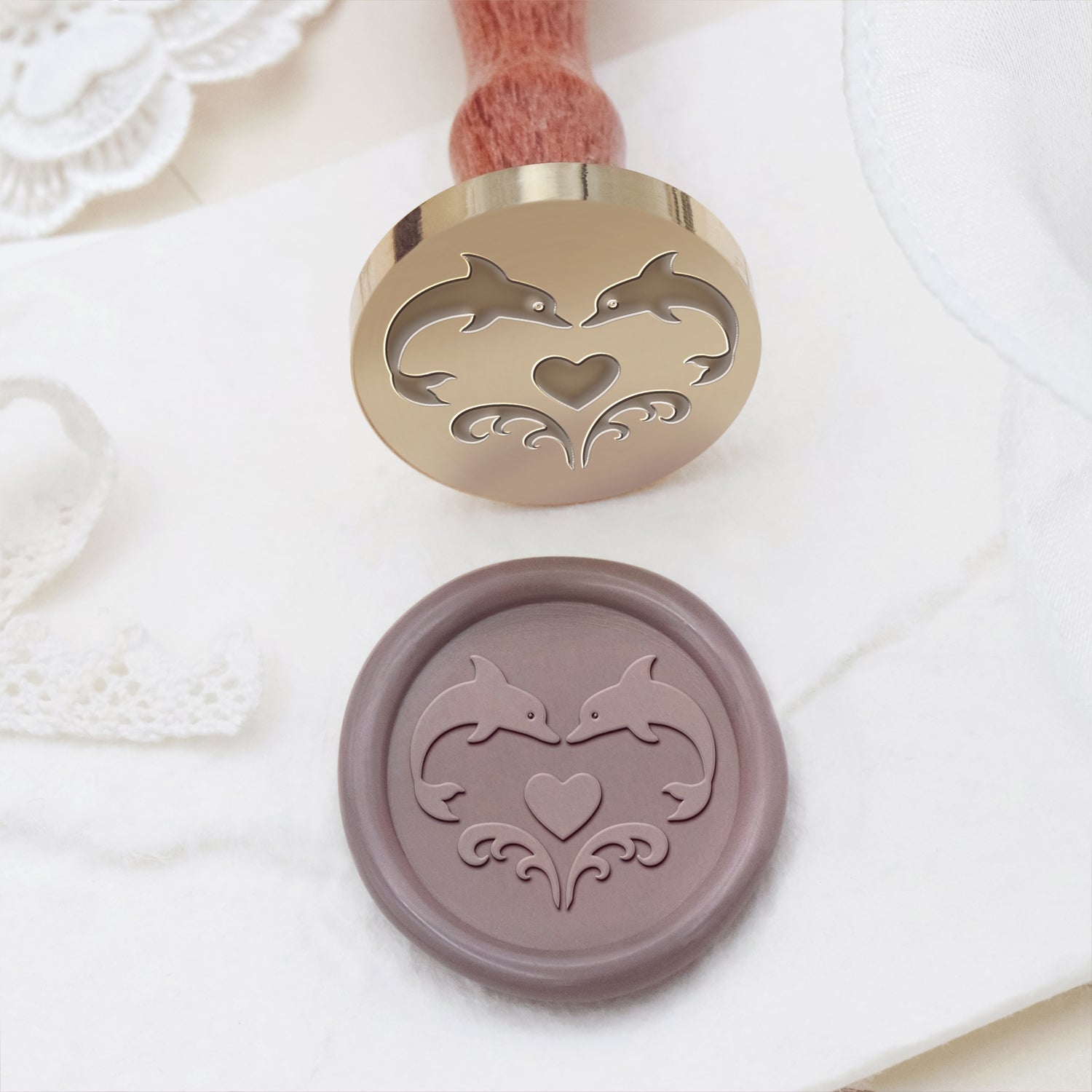 Wedding Celebration Loving Dolphin Wax Seal Stamp 1