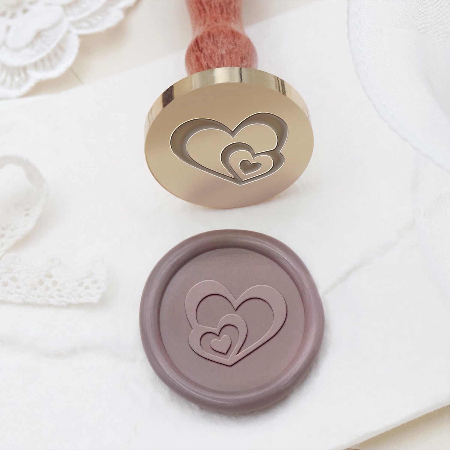 Wedding Celebration Triple Heart Wax Seal Stamp 1