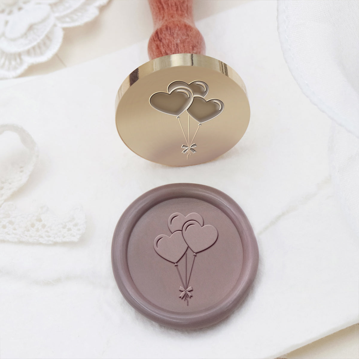 Heart and Rose Metal Wax Stamp Head, Wax Seal Head, Heart and Rose