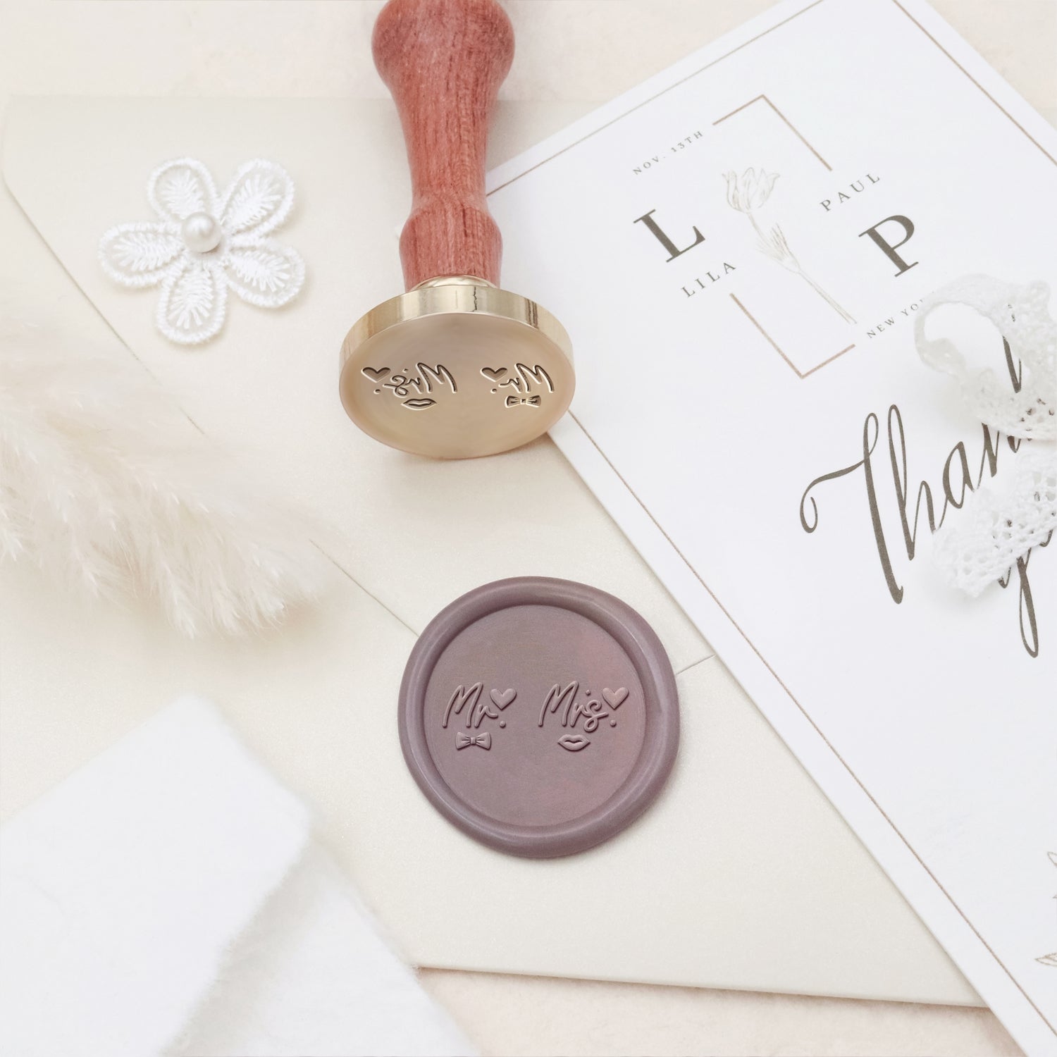 Wedding Invitation & Announcement Wax Seal Stamp - Style 3-2