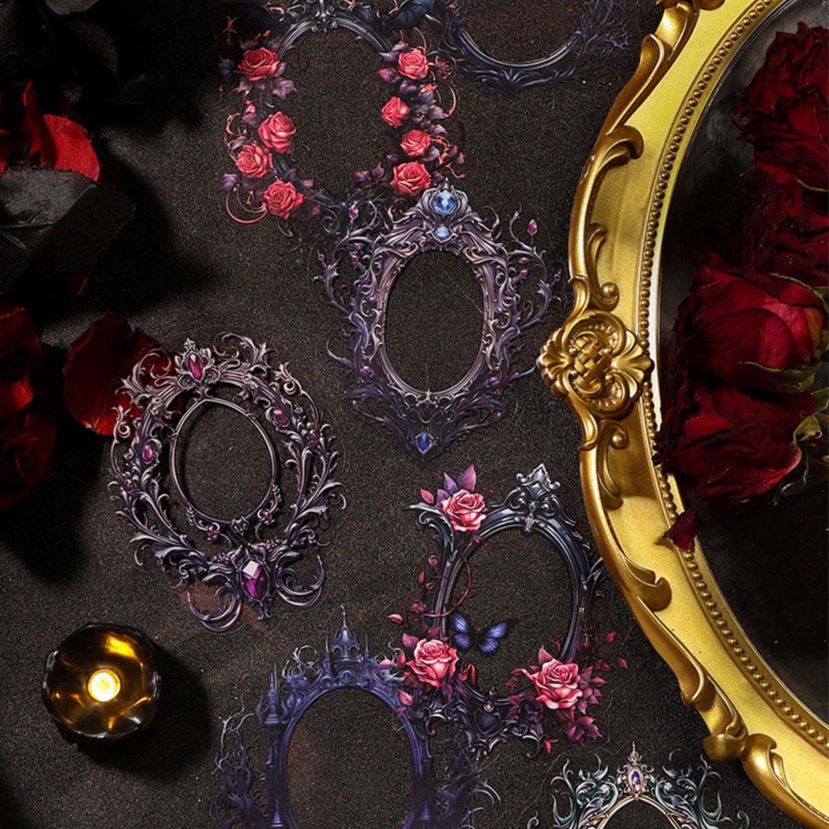 Whisper Of The Ancient Mirror Series Retro Dark Gorgeous Border Sticker Pack 11