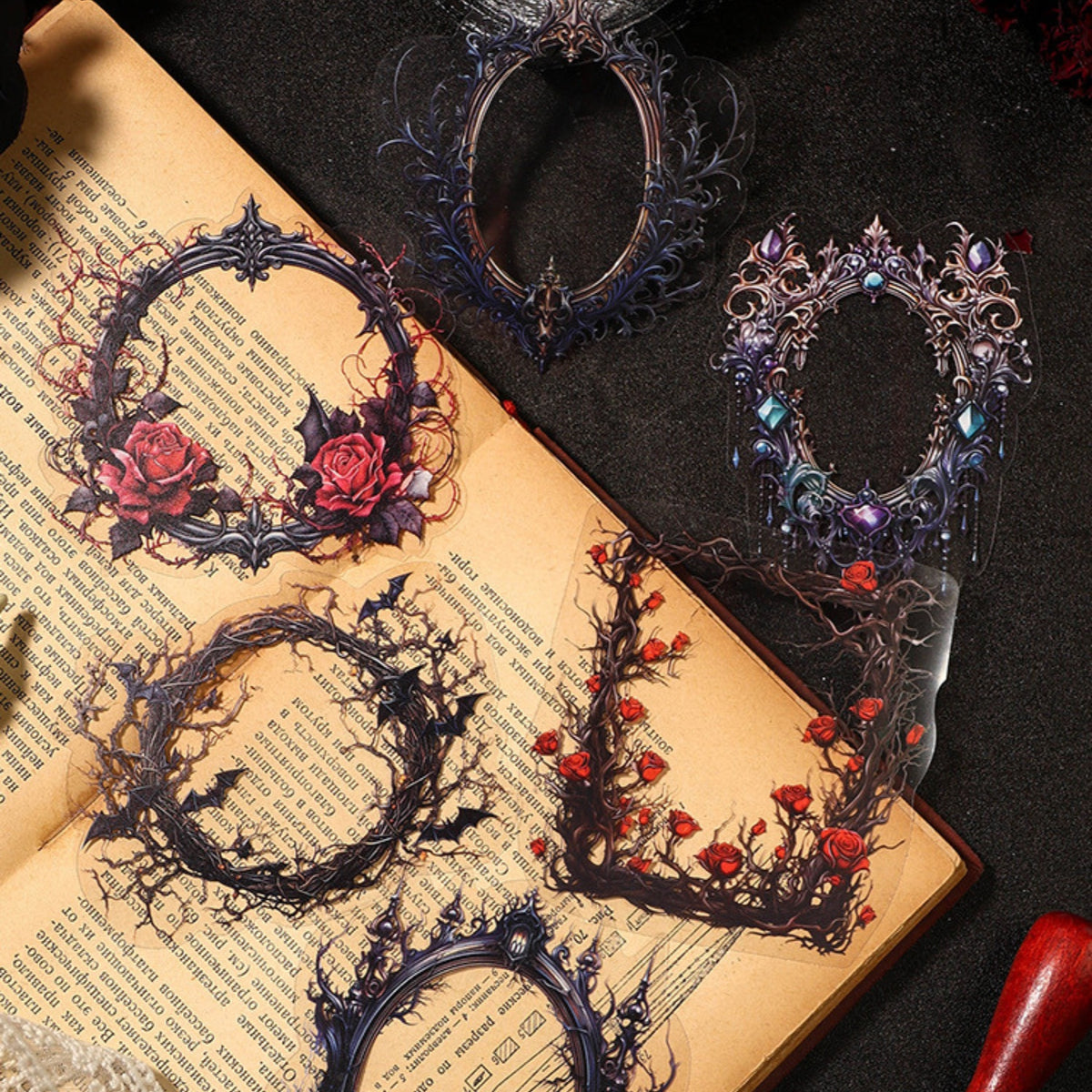Whisper Of The Ancient Mirror Series Retro Dark Gorgeous Border Sticker Pack 14