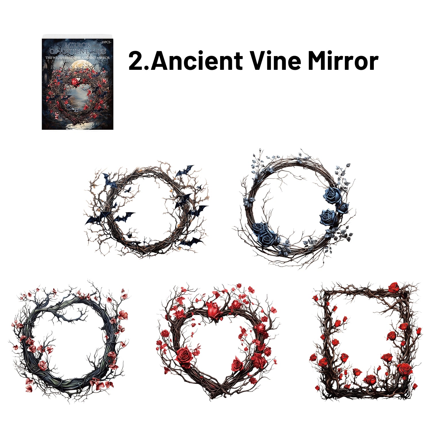 Whisper Of The Ancient Mirror Series Retro Dark Gorgeous Border Sticker Pack 2