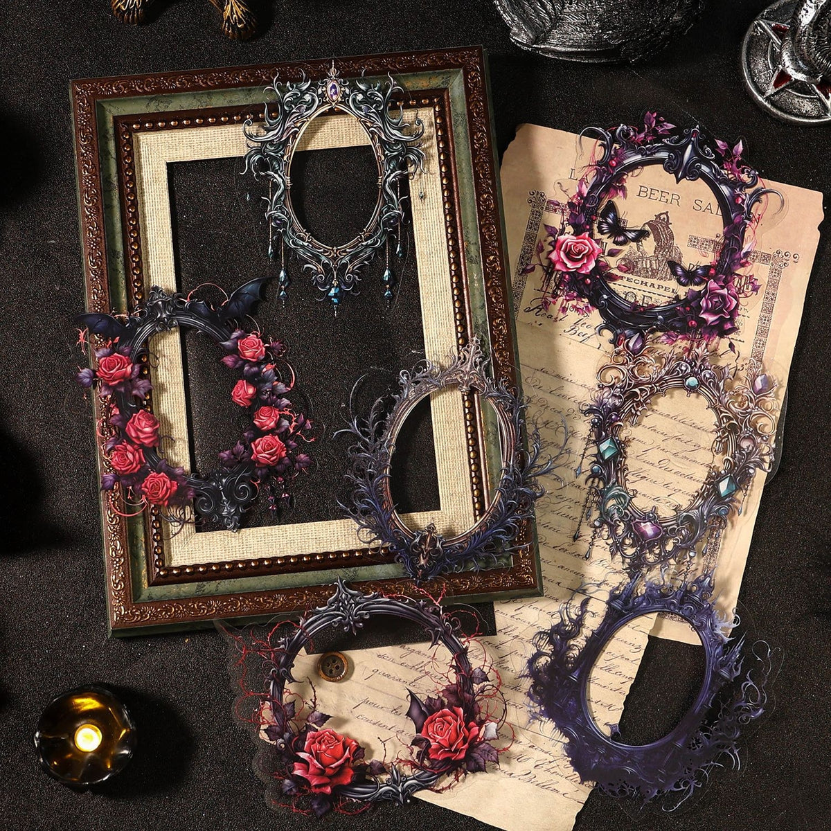 Whisper Of The Ancient Mirror Series Retro Dark Gorgeous Border Sticker Pack 6