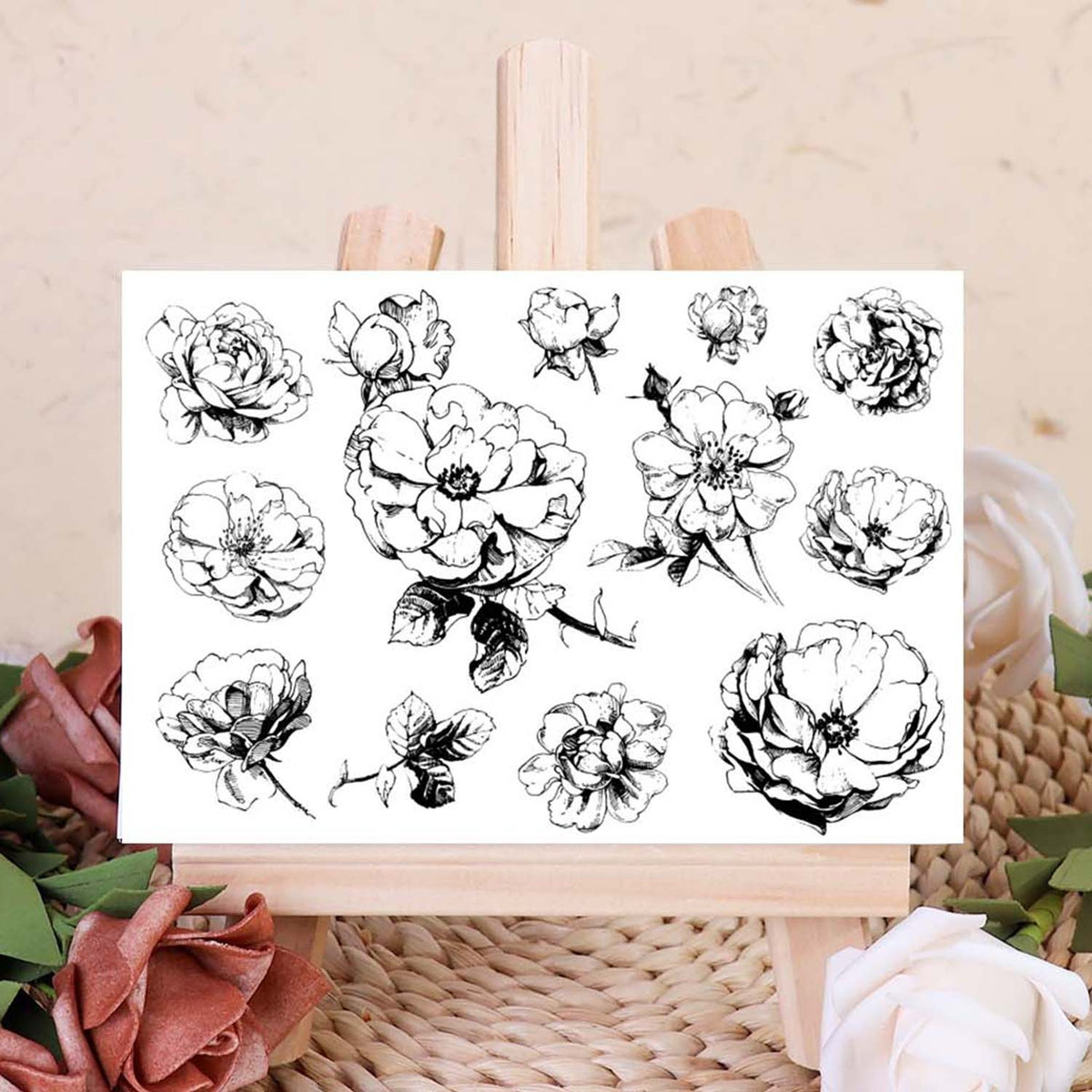 Wild Rose Flowers Transparent Silicone Stamps