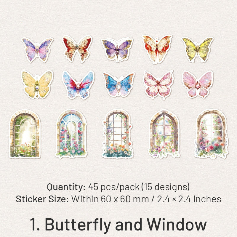 Window Washi Stickers - Butterfly, Flower, Girl, Cat sku-1