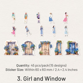 Window Washi Stickers - Butterfly, Flower, Girl, Cat sku-3