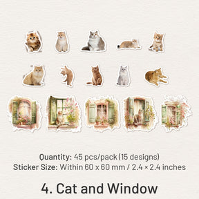 Window Washi Stickers - Butterfly, Flower, Girl, Cat sku-4