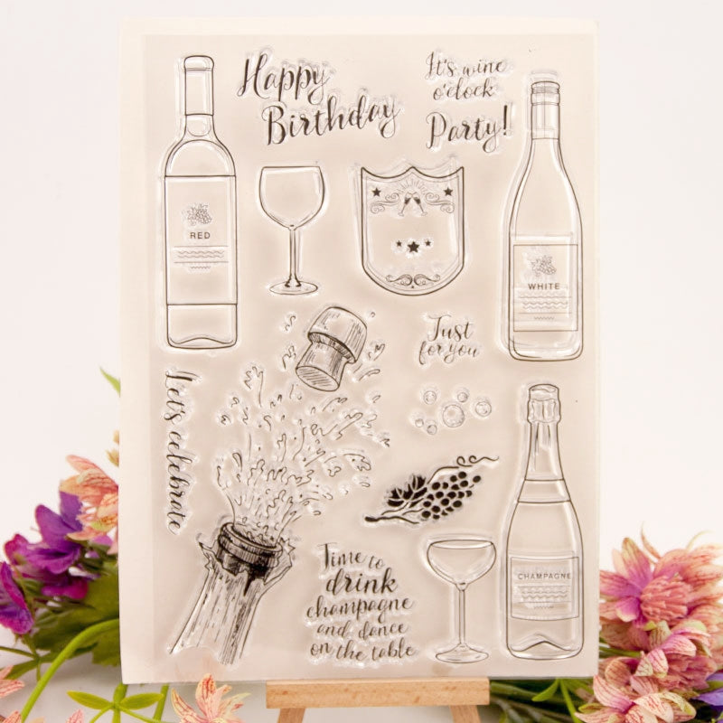 Wine Bottle Clear Silicone Stamp a