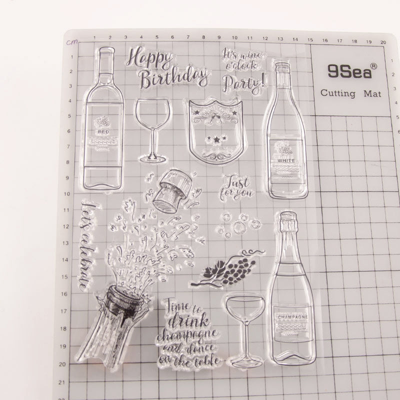 Wine Bottle Clear Silicone Stamp b1