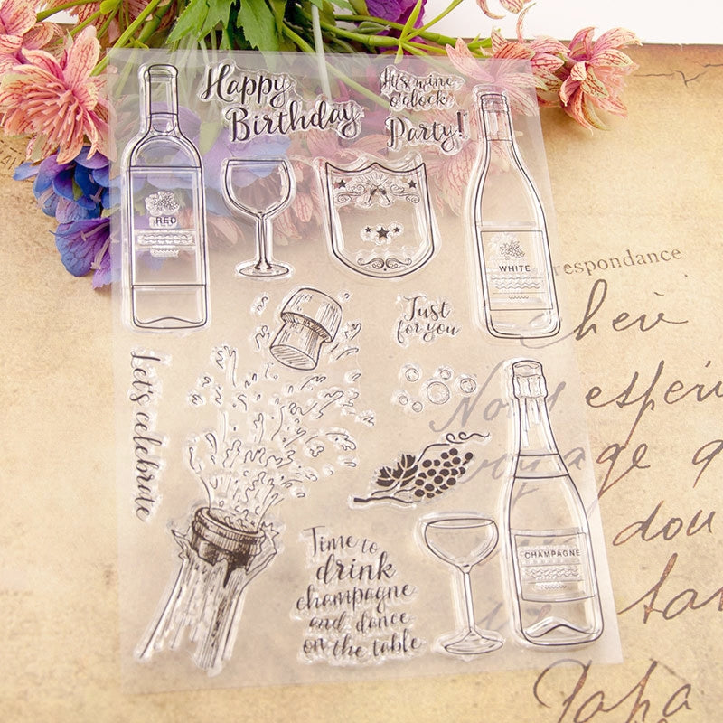 Wine Bottle Clear Silicone Stamp b2