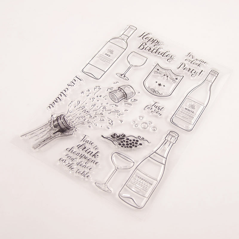 Wine Bottle Clear Silicone Stamp b3