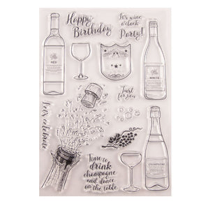 Wine Bottle Clear Silicone Stamp sku