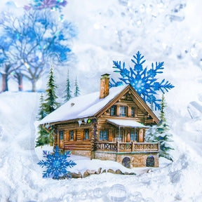 Winter Ice and Snow Landscape PET Stickers - Castle, Snow, Window, House, Park b3