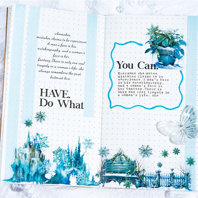 Winter Ice and Snow Landscape PET Stickers - Castle, Snow, Window, House, Park b6