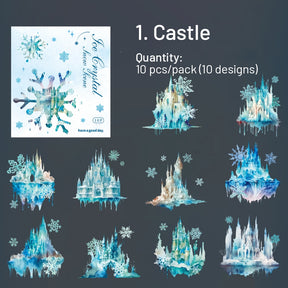 Winter Ice and Snow Landscape PET Stickers - Castle, Snow, Window, House, Park sku-1