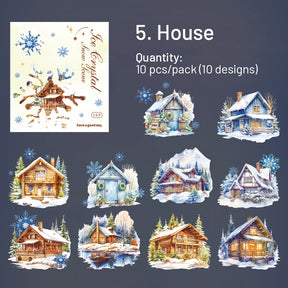 Winter Ice and Snow Landscape PET Stickers - Castle, Snow, Window, House, Park sku-5