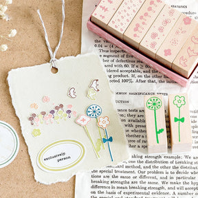 Wooden Stamp Set (6 Pieces) - Food, Flower, Forest, Gesture, Portrait b4