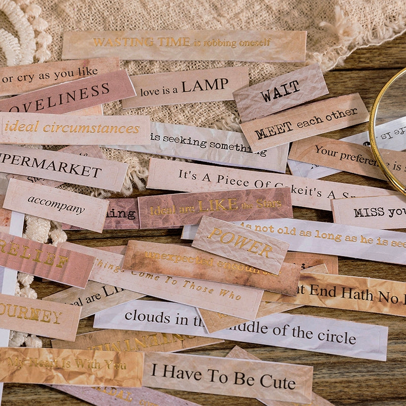 Words and Phrases Gold Foil Copperplate Paper Sticker c2