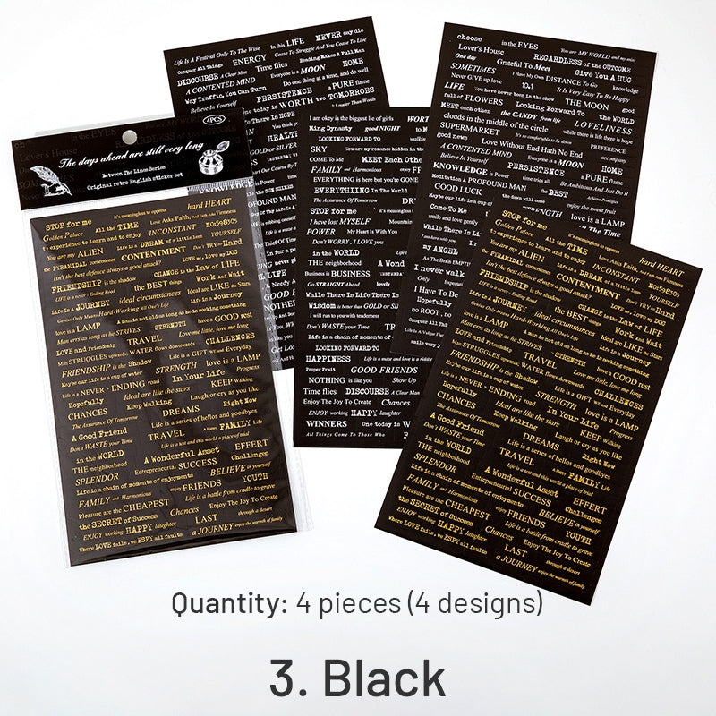 Words and Phrases Gold Foil Copperplate Paper Sticker sku-3