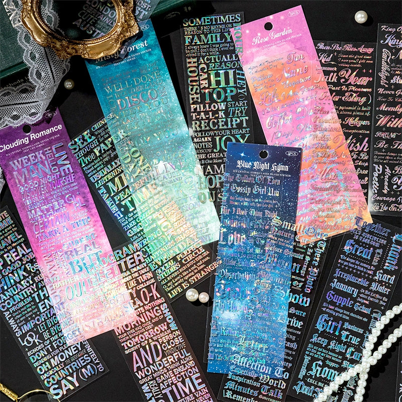 Words and Text PET Laser Stickers a