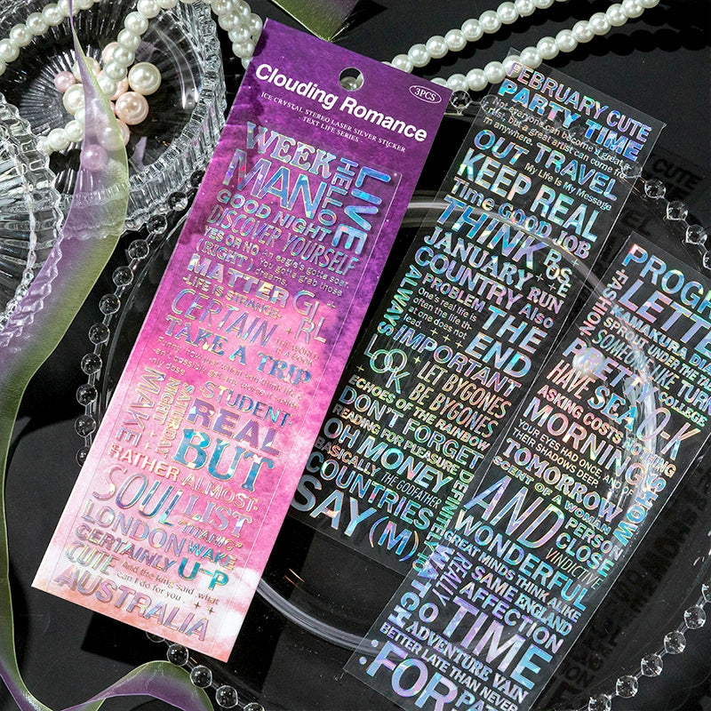 Words and Text PET Laser Stickers b1