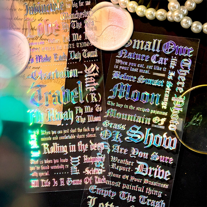 Words and Text PET Laser Stickers b3