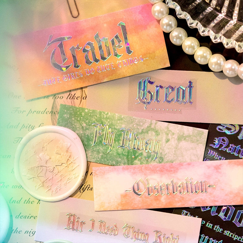 Words and Text PET Laser Stickers b4