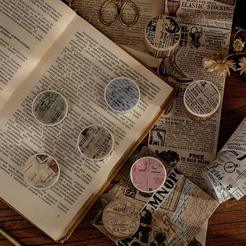 Words Vintage Washi Tape - Alphabet, Travel, Map, Newspaper, Manuscript, Ticket a