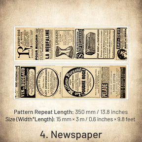 Words Vintage Washi Tape - Alphabet, Travel, Map, Newspaper, Manuscript, Ticket sku-4