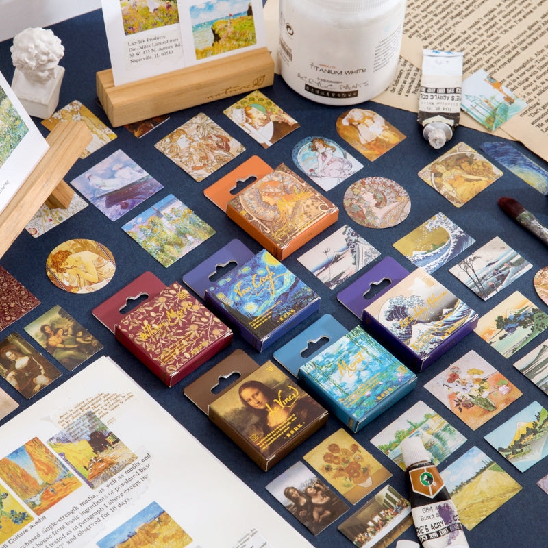 World Masterpieces Stickers - Van Gogh, Hokusai, Da Vinci, Manet, Morris, Monet a