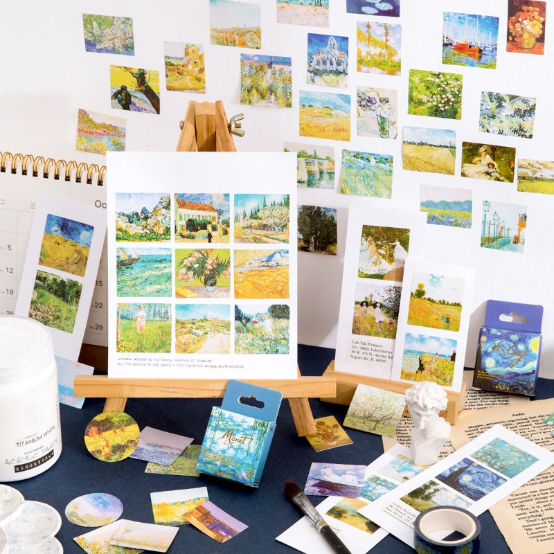 World Masterpieces Stickers - Van Gogh, Hokusai, Da Vinci, Manet, Morris, Monet b1