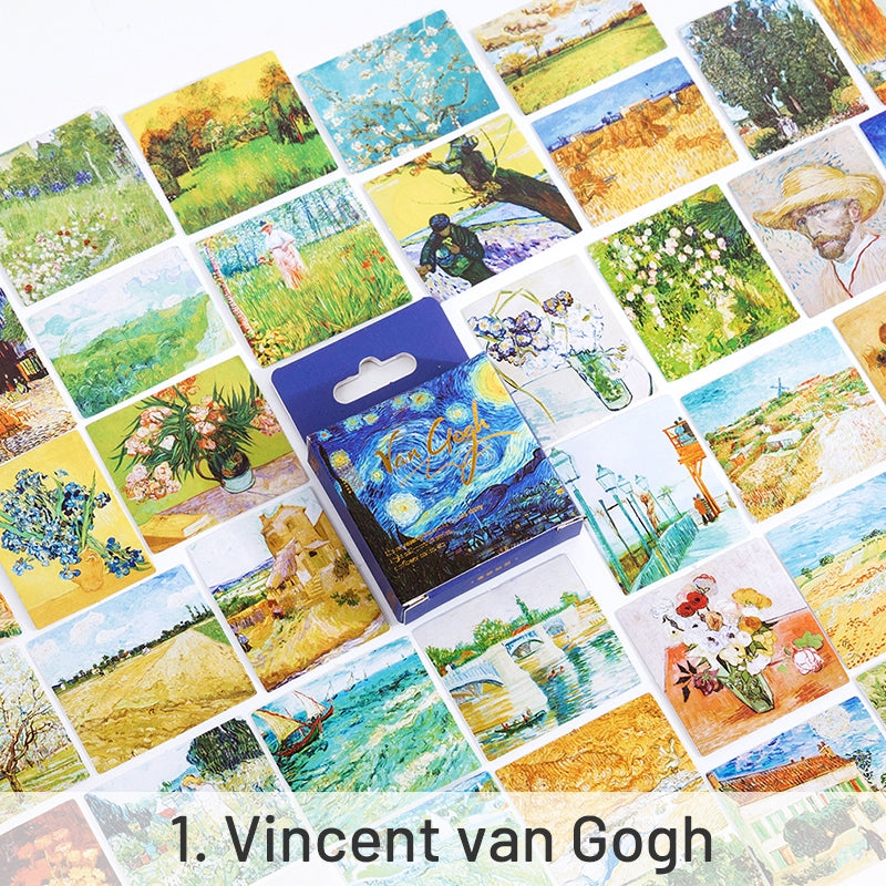 World Masterpieces Stickers - Van Gogh, Hokusai, Da Vinci, Manet, Morris, Monet sku-1