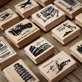 World Tourist Attractions Rubber Stamp a