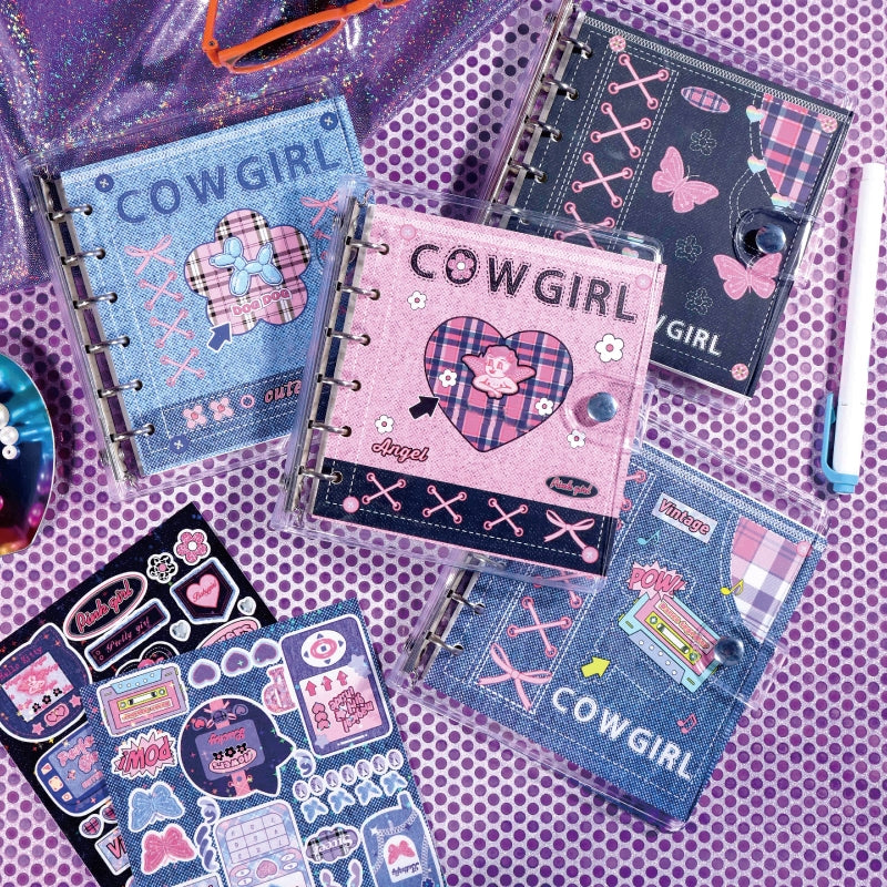 Y2K Cow Girl Series Square Loose-leaf Jounal Notebook a