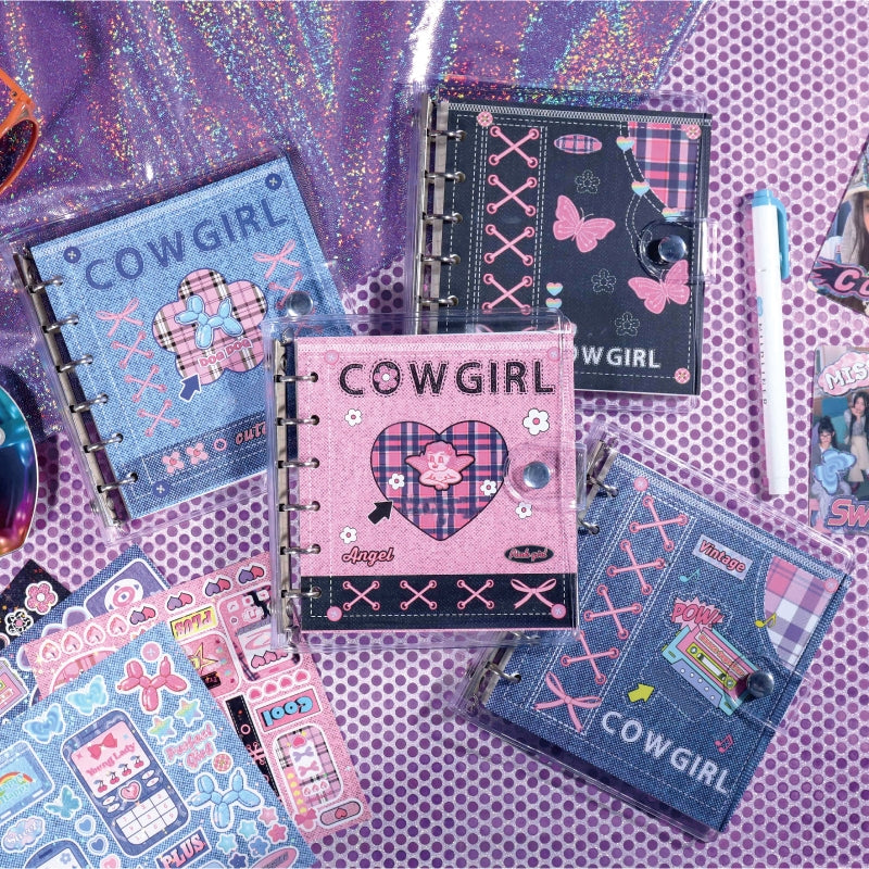 Y2K Cow Girl Series Square Loose-leaf Jounal Notebook b2