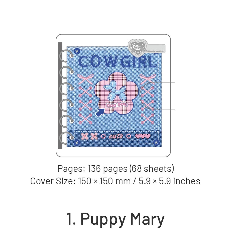 Y2K Cow Girl Series Square Loose-leaf Jounal Notebook sku-1