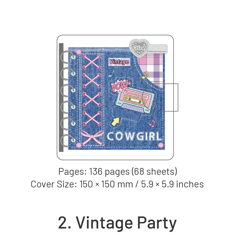 Y2K Cow Girl Series Square Loose-leaf Jounal Notebook sku-2