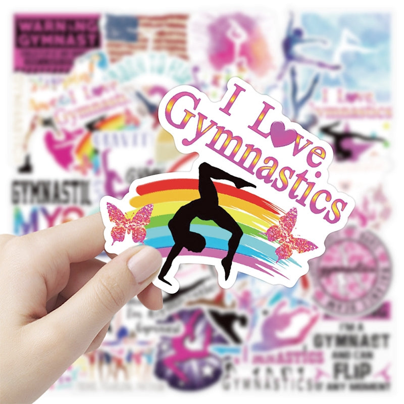 Gymnastics Party - Gift Bag Stickers, Set of 12, Gymnast Girls Stickers