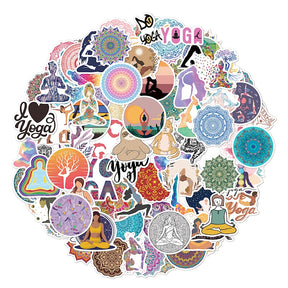Yoga Symbols Mandala PVC Sticker b1