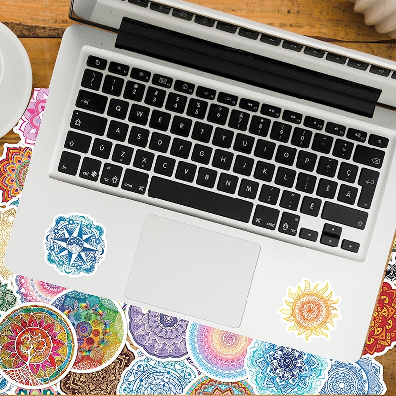Yoga Symbols Mandala Vinyl Sticker b5