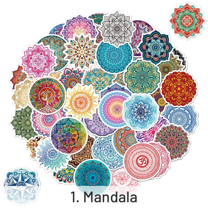 Yoga Symbols Mandala Vinyl Sticker sku-1