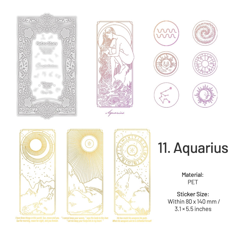 Zodiac Constellations Hot Stamping PET Decorative Stickers sku-11