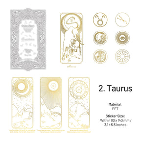 Zodiac Constellations Hot Stamping PET Decorative Stickers sku-2