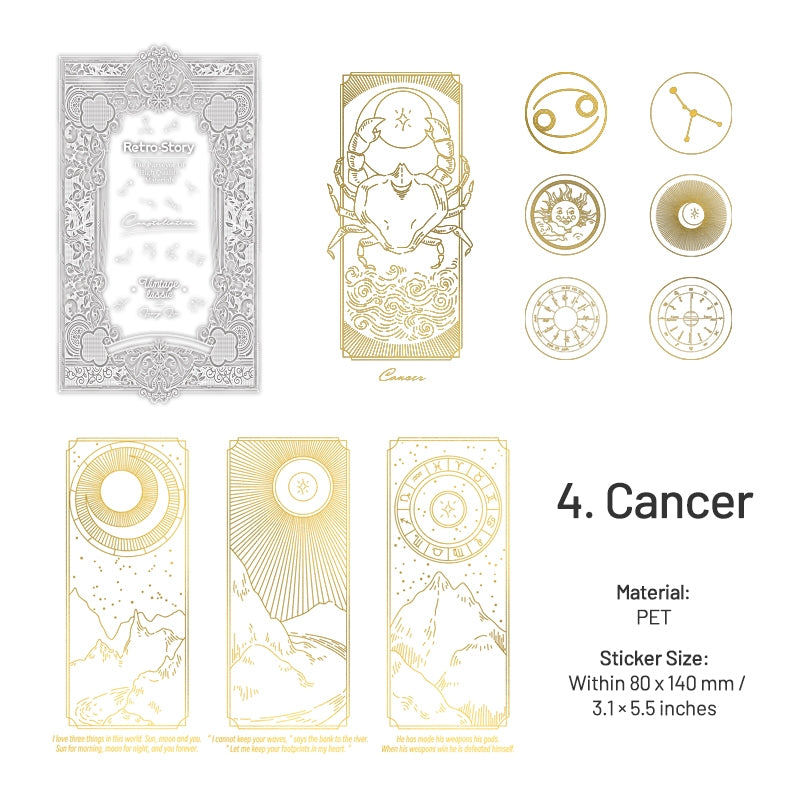 Zodiac Constellations Hot Stamping PET Decorative Stickers sku-4