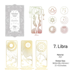 Zodiac Constellations Hot Stamping PET Decorative Stickers sku-7